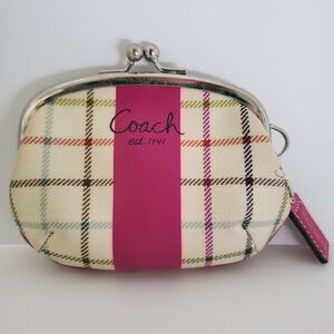 Coach Heritage Tattersall Kiss Lock Coin Case